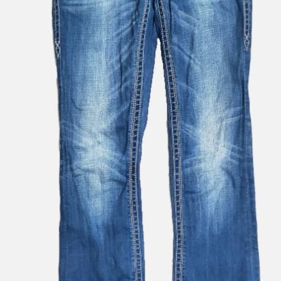 Rock Revival Jeans 26 Heather Boot Embellished Pockets Heather Denim Blue - Picture 2 of 10